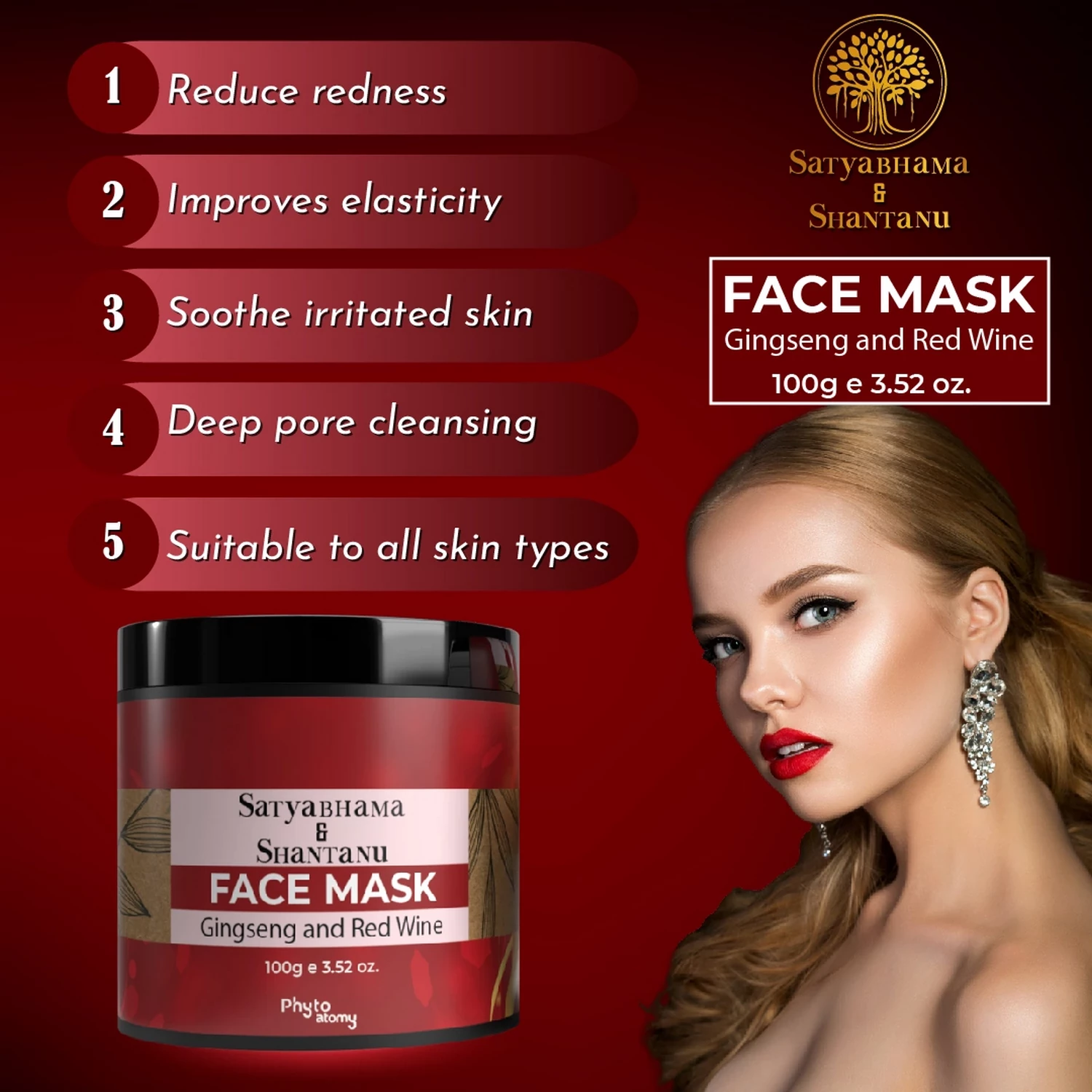 RBV B2B Gingseng and Red Wine Face Mask (100g)-24 Pcs.